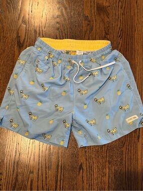 Men’s Goat USA light blue and yellow swim bathing suit size small